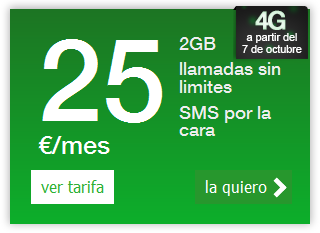 Amena tarifa ilimitada con 2 GB y 4G por 25 euros