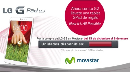 LG regala un tablet LG GPad 8.3 al comprar un LG G2 con Movistar